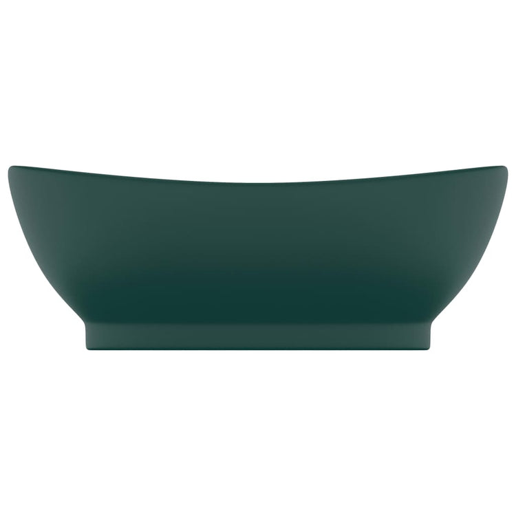 Vidaxl -Waschbecken mit Landung oval 58,5 x 39 cm Keramik Matt Dunkelgrün