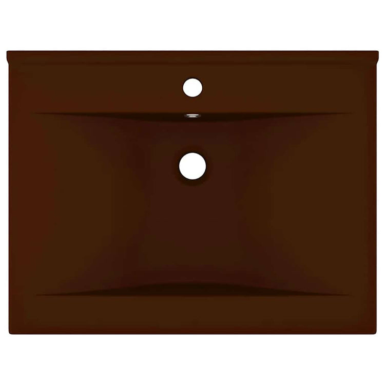 Vidaxl -Waschbecken mit Tap -Loch 60x46 cm Keramik Matt Dunkelbraun