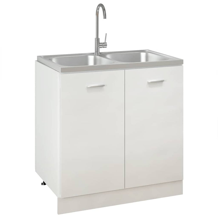 Vidaxl Sink Doppelte 800x500x155 mm Edelstahl Silber