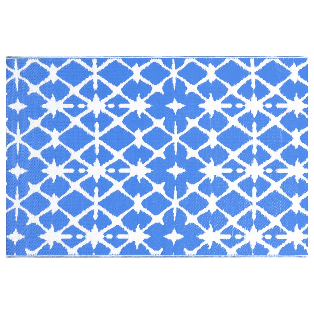 Vidaxl außerhalb des Teppichs 190x290 cm pp blau und weiß