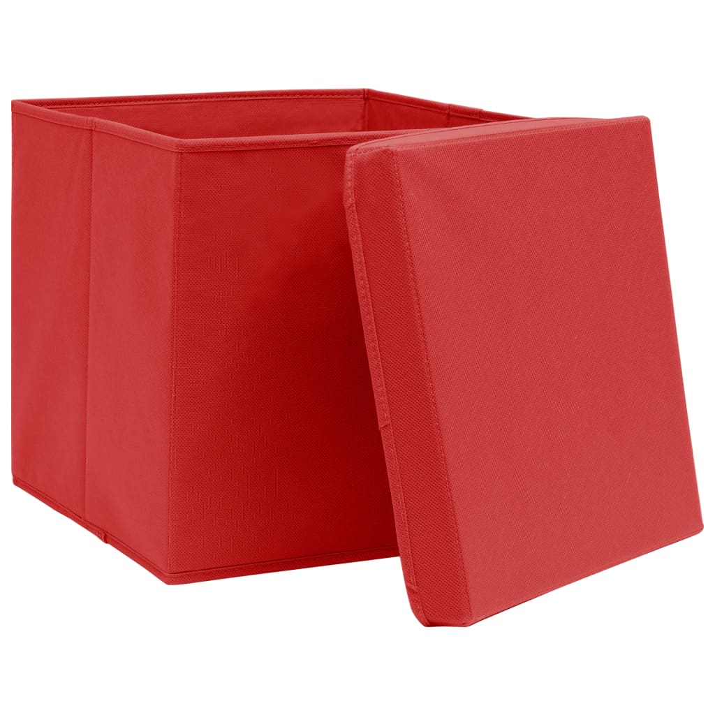 VIDAXL -Speicherboxen mit Deckel 4 PCs 28x28x28 cm rot