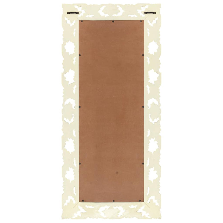 Vidaxl Mirror Hand -Schnitt 110x50 cm Festes Mangoholz weiß
