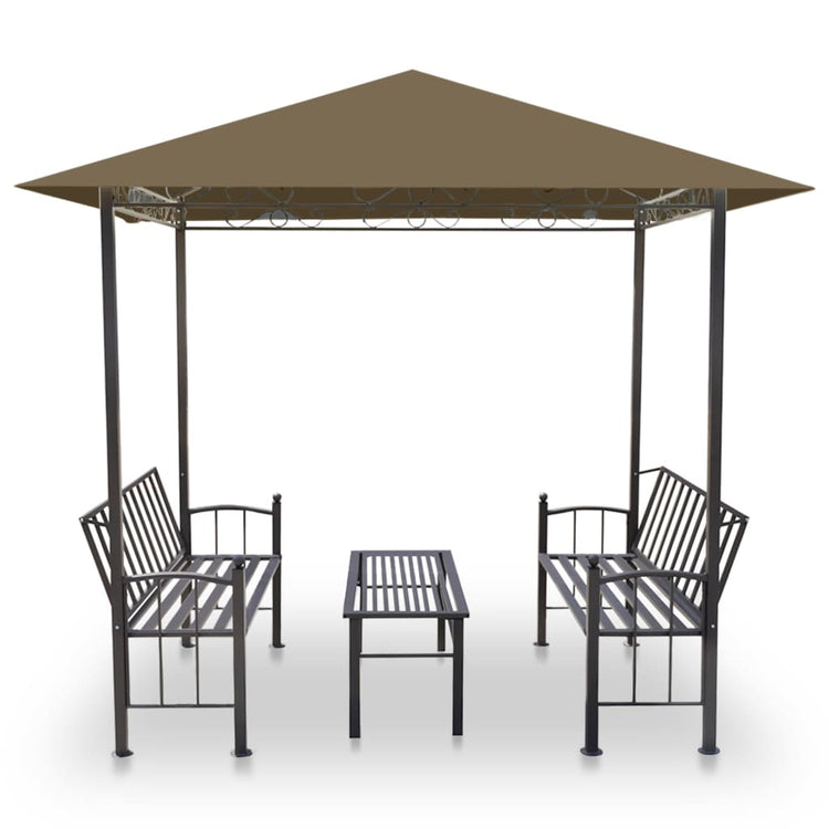 Vidaxl Gartenpavillon mit Tisch und Bänken 180 g m² 2,5 x 1,5 x 2,4 m Taupe