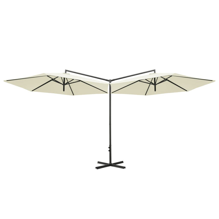 Vidaxl Parasol Double mit Stahlpol 600 cm Sandkoloriert