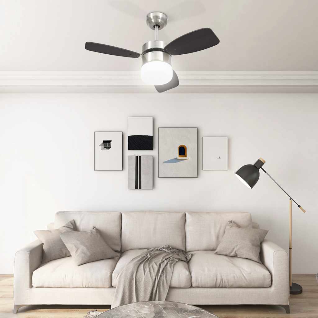 Vidaxl Deckenventilator mit Lampenfernbedienung 76 cm dunkelbraun