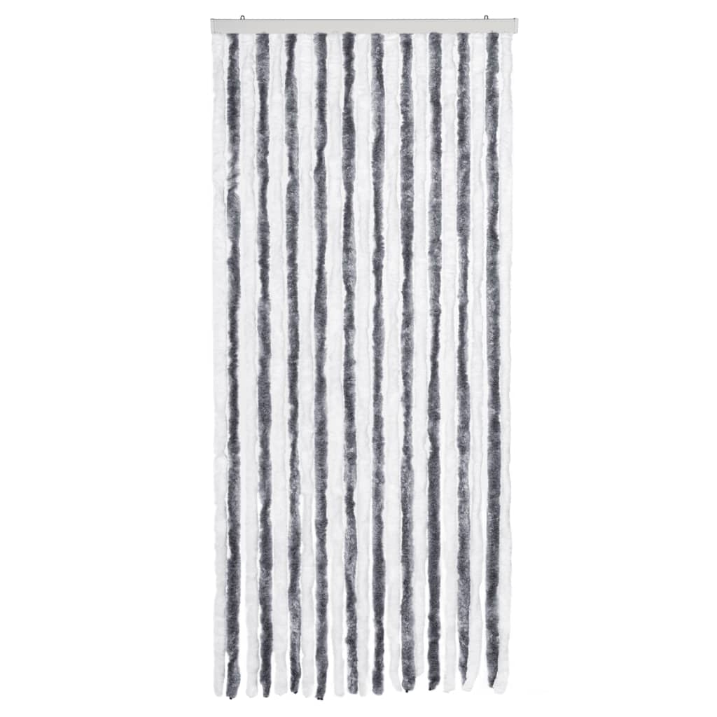 Vidaxl Fly Vorhang 90x200 cm Chenille grau und weiß