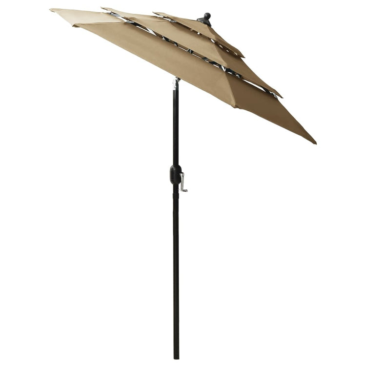 Vidaxl Parasol 3-Layer mit Aluminiumpol 2 M Taupe
