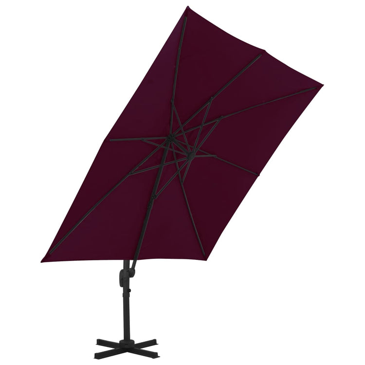 Vidaxl -schwimmendes Parasol mit Aluminiumpol 300x300 cm Burgunderrot