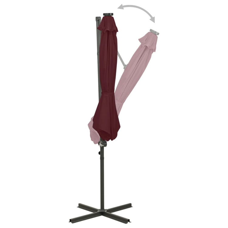 Vidaxl schwimmend Parasol mit Pol und LED -Beleuchtung 300 cm Bordeaux Rot
