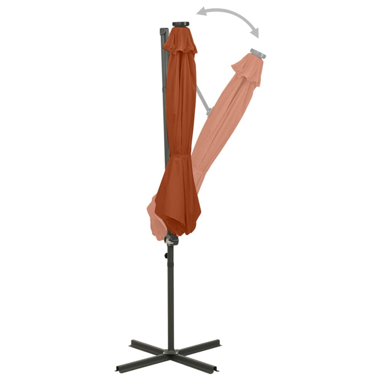 Vidaxl -schwimmendes Parasol mit Pol und LED -Beleuchtung 300 cm Terrakotta Farbe