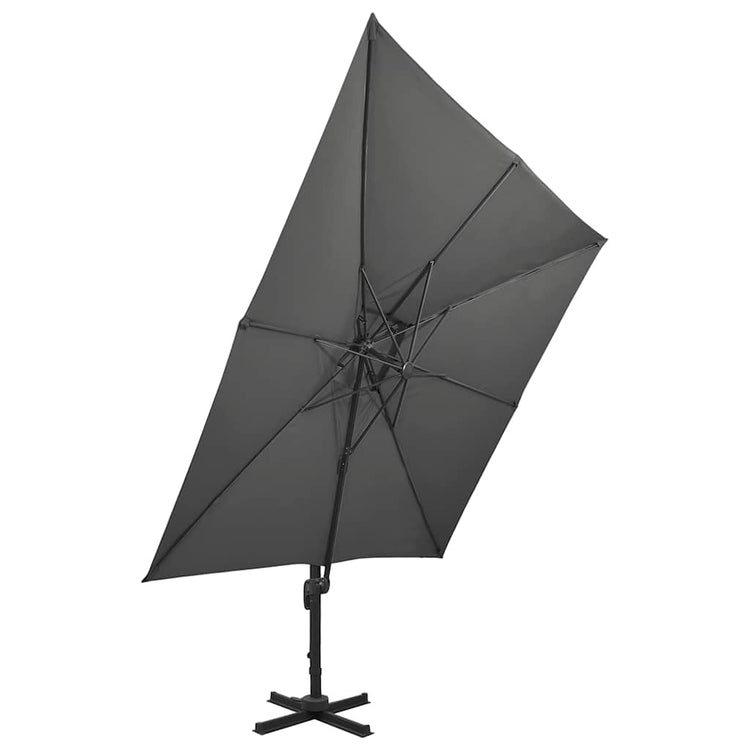 Vidaxl -schwimmendes Parasol mit Doppeldach 300 x 300 cm Anthrazit -Colored