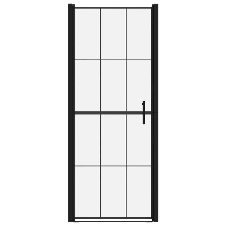 VIDAXL -Duschtür 91x195 cm gehärtetes Glas schwarz