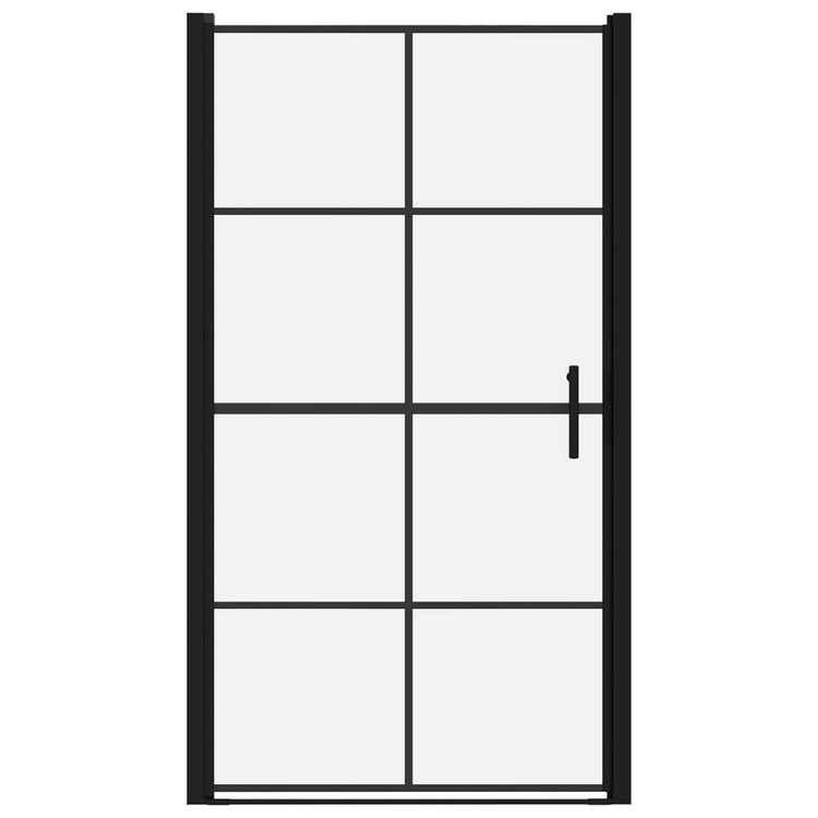 VIDAXL Duschtür 100x178 cm gehärtetes Glas schwarz