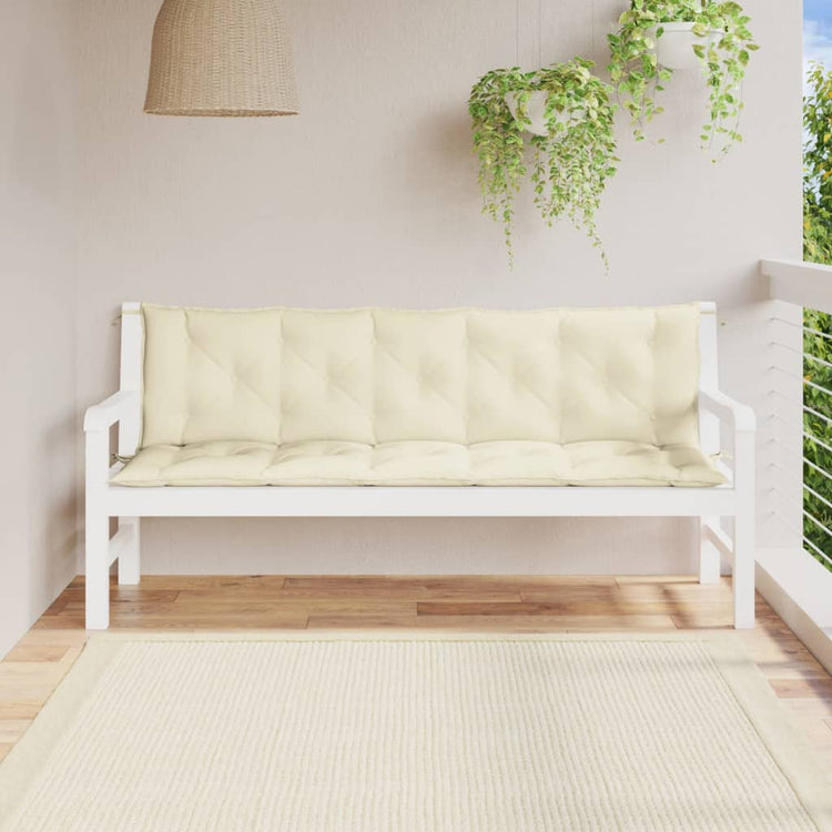 VidaXL Gartenbankkissen 180x(50+50)x7 cm Oxford Stoff cremeweiß
