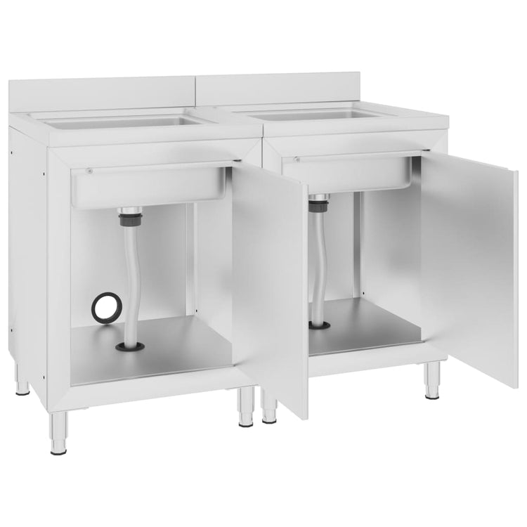 VIDAXL WASHBAIN CHINGS COMMERTIC 2 ST Edelstahl