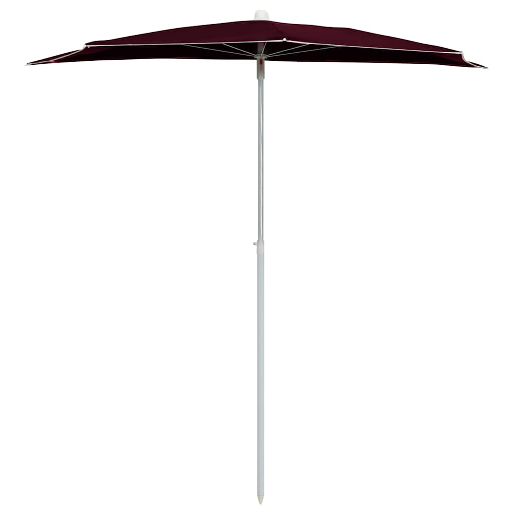 Vidaxl Parasol halb mit Pol 180 x 90 cm Bordeaux Rot