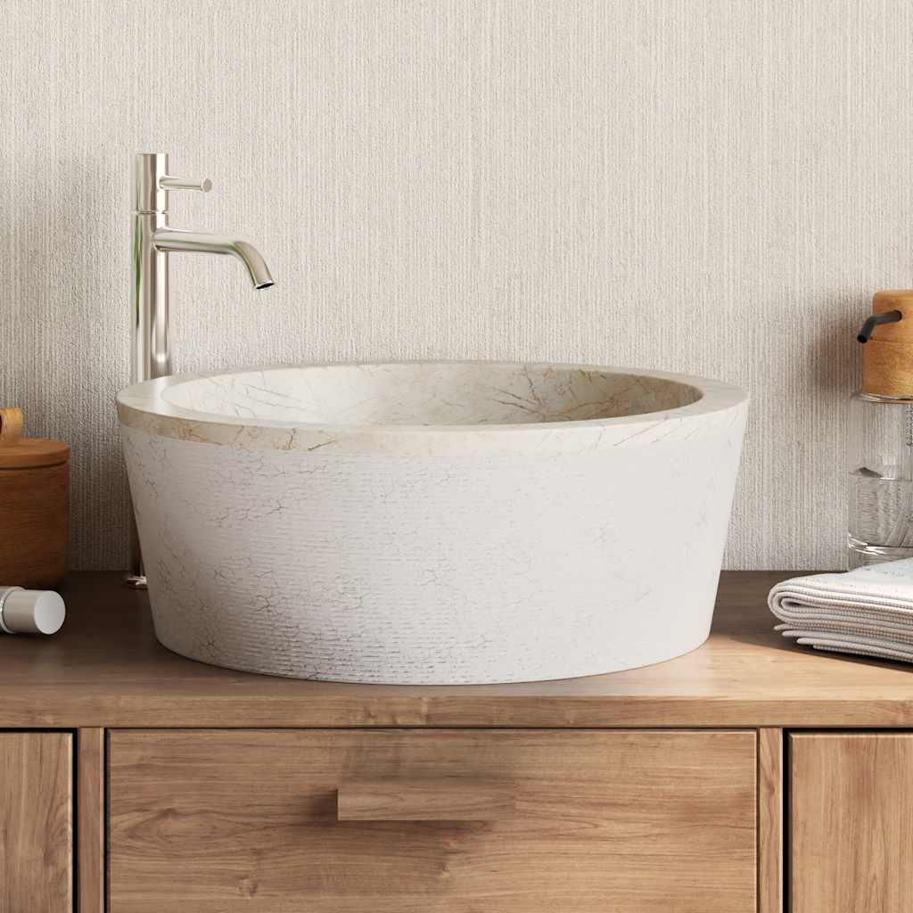 VIDAXL SAKK Ø40x15 cm Marmorcreme gefärbt