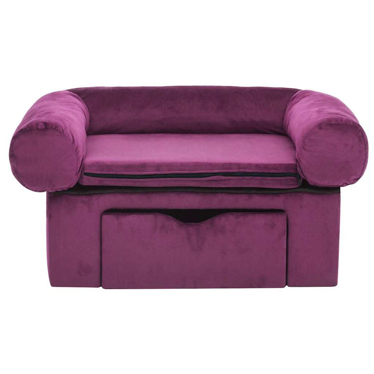 Vidaxl Hundebank mit Schublade 75x50x38 cm Plüsch Bordeaux Rot