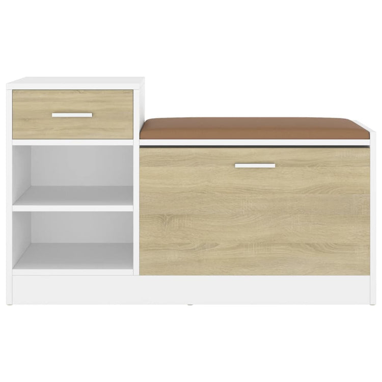 Vidaxl Schuhsofa 94.5x31x57 cm verarbeitetes Holz weiße Sonoma Eichefarbe