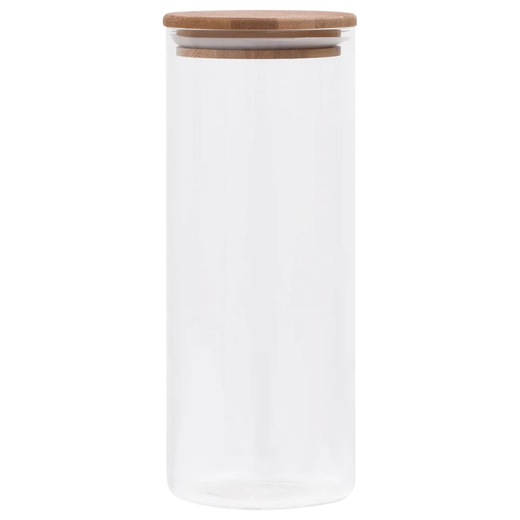 Vidaxl -Speichertöpfe mit Bambusdeckel 6 pc 1000 ml Glas