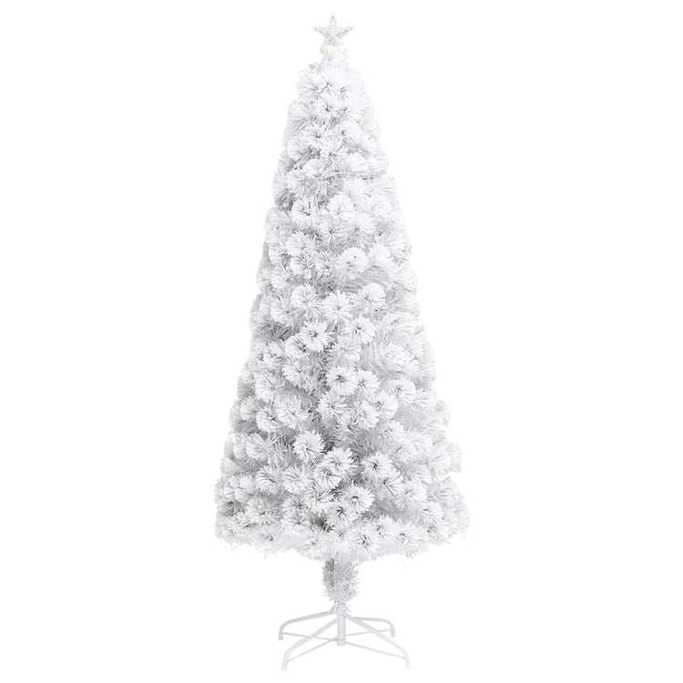 Vidaxl Kunstkerstboom mit Beleuchtung 180 cm Glasfaserweiß