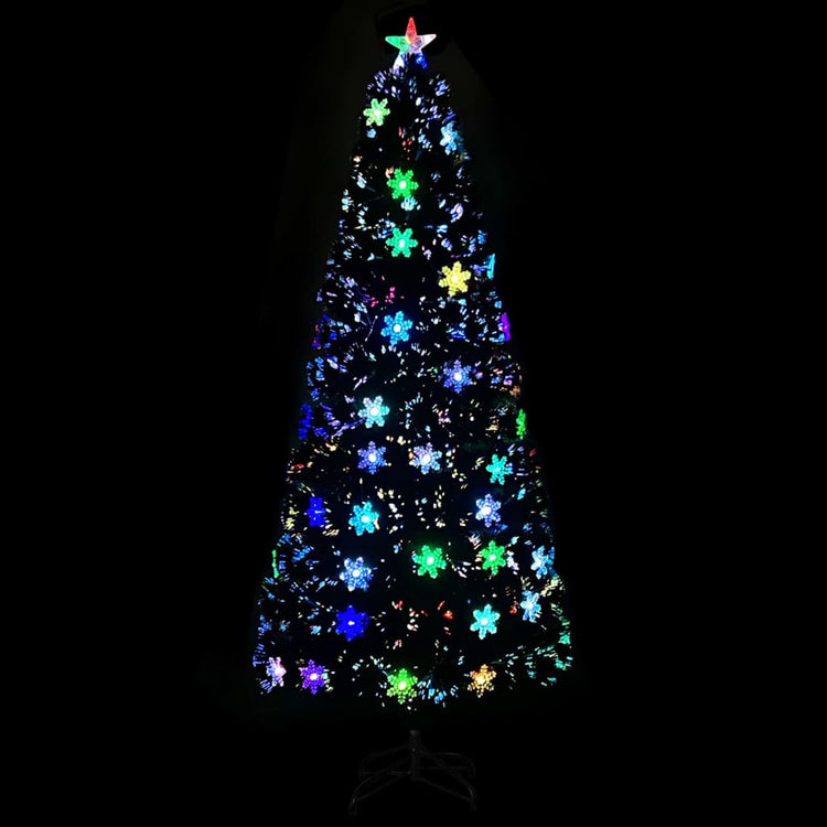 Vidaxl Weihnachtsbaum mit LED -Schneeflocken 210 cm Faserschwarz schwarz