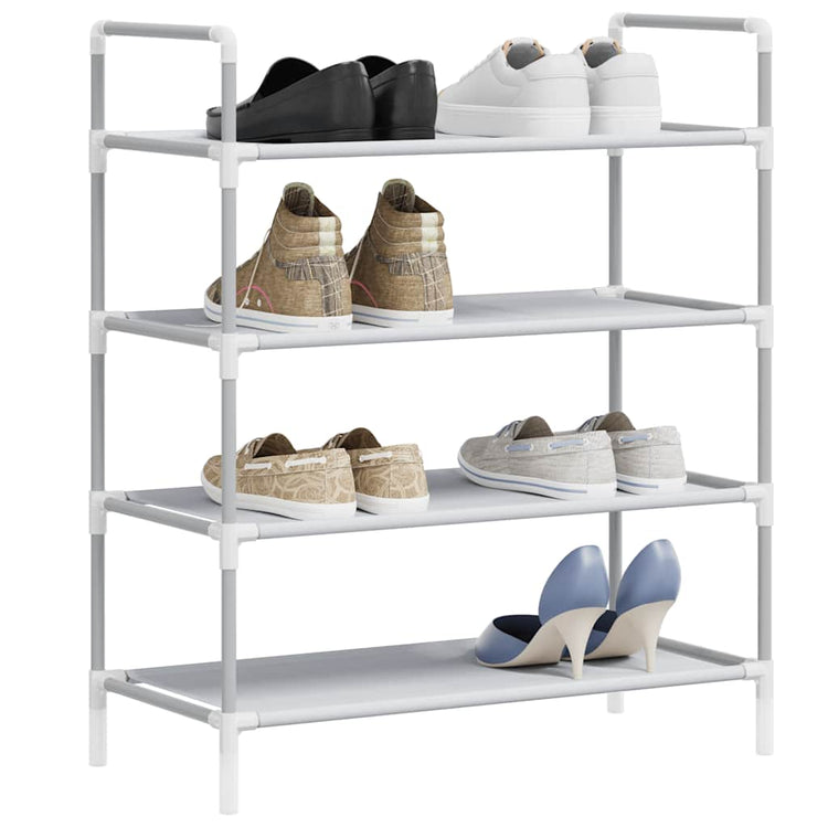 Vidaxl -Schuhregal mit 4 Regalen aus Metall- und Nicht -Stoff -Silberfarbe