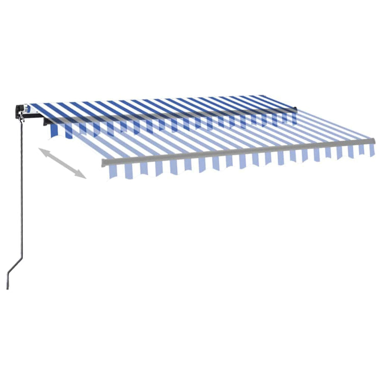 Vidaxl Luifel manuell ausziehbar mit LED 350x250 cm blau und weiß