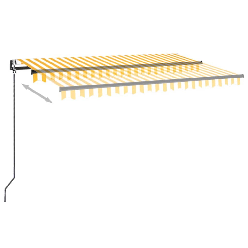 Vidaxl Luifel Automatik mit LED- und Windsensor 400x350 cm gelb und weiß