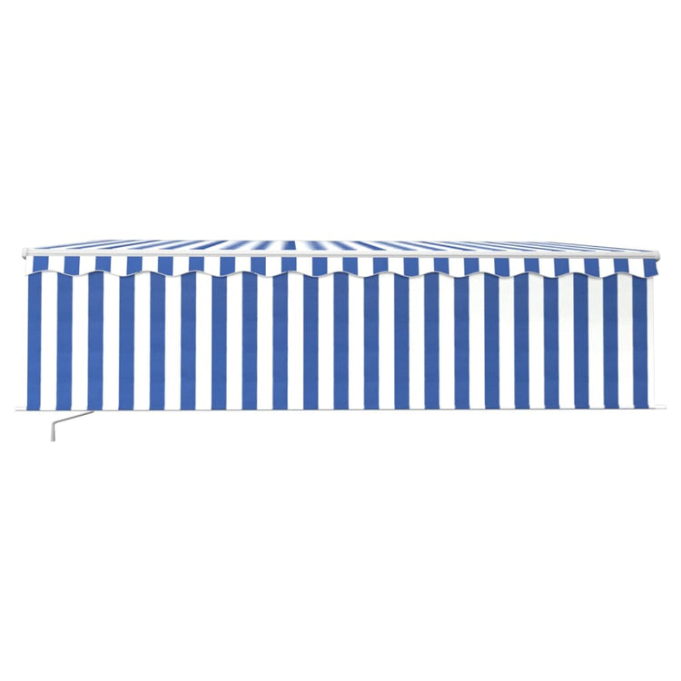 Vidaxl luifel manuell ausziehbar mit Rollerblind -LED 5x3 m blau weiß