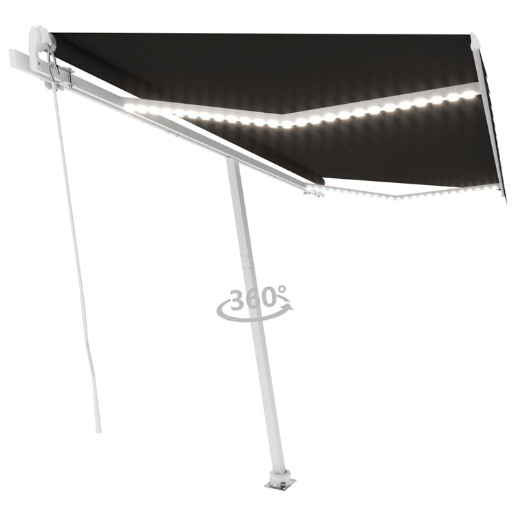 Vidaxl luifel manuell ausziehbar mit LED 400x300 cm Anthrazitfarbe