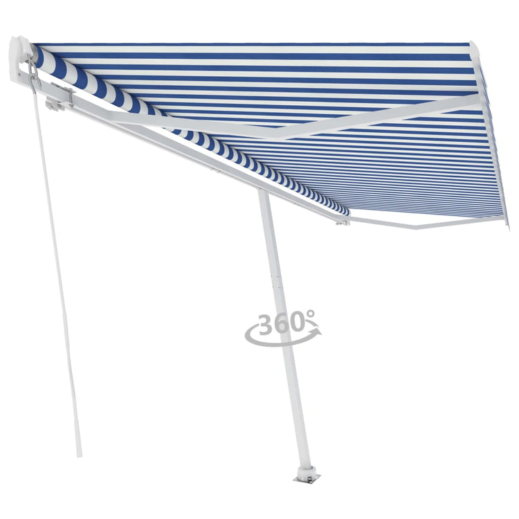 Vidaxl luifel distanziert sich manuell erstreckt sich 500 x 300 cm blau und weiß