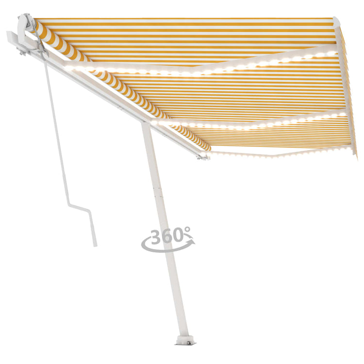 Vidaxl Luifel Automatik mit LED- und Windsensor 600x300 cm gelb und weiß
