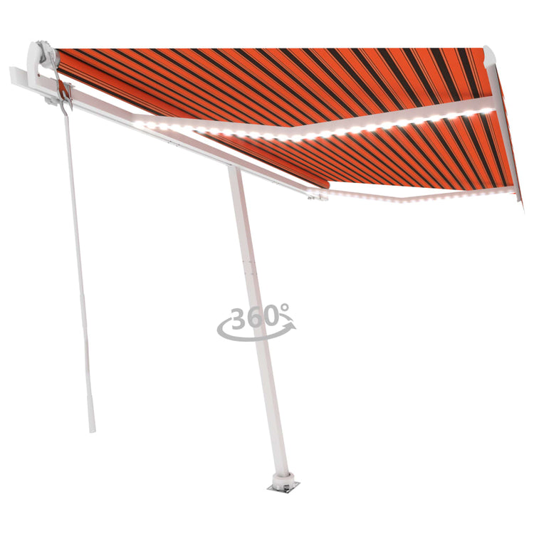 Vidaxl Luifel Automatik mit LED -Windsensor 450x350 cm Orange Braun