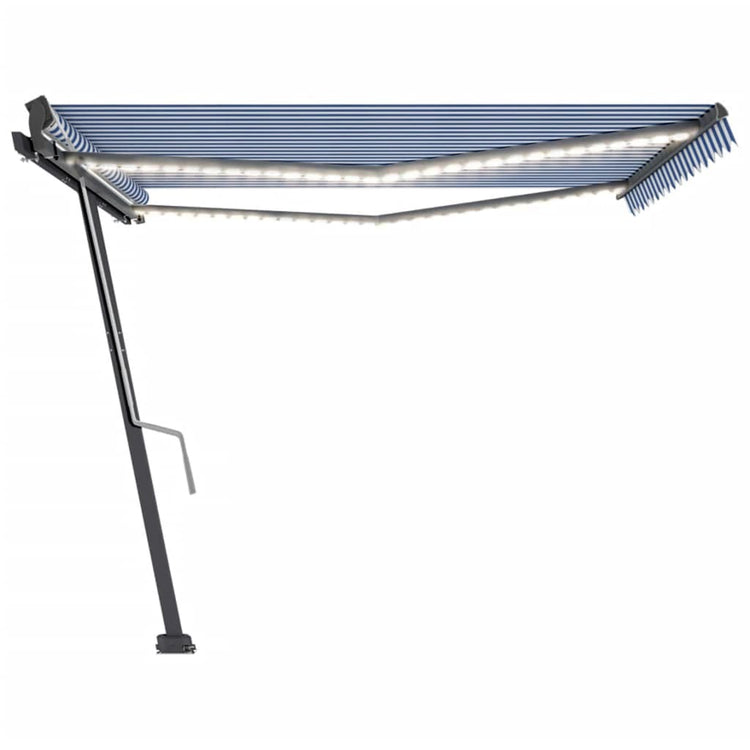 Vidaxl luifel manuell ausziehbar mit LED 400x300 cm blau und weiß