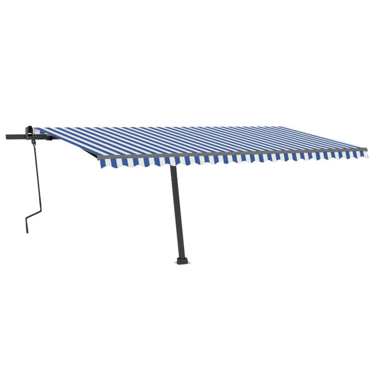 Vidaxl luifel distanziert sich manuell erstreckt sich 500 x 300 cm blau und weiß