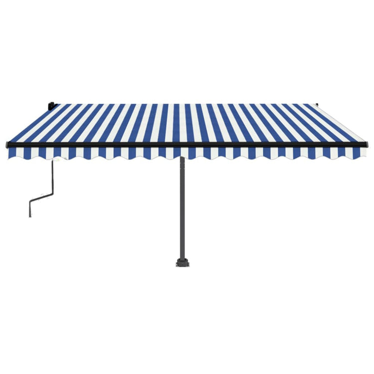 Vidaxl luifel manuell ausziehbar mit LED 450x350 cm blau und weiß