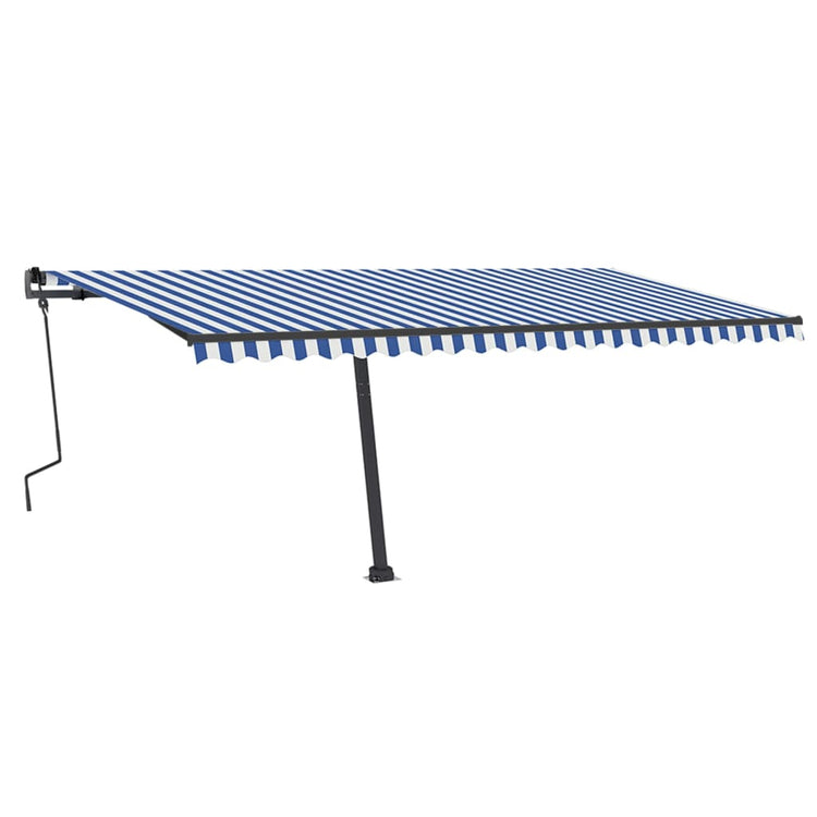 Vidaxl Luifel manuell ausziehbar mit LED 500x350 cm blau und weiß