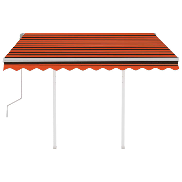 Vidaxl luifel mit Posts 3x2,5 m orange und braun manuell ausziehbar