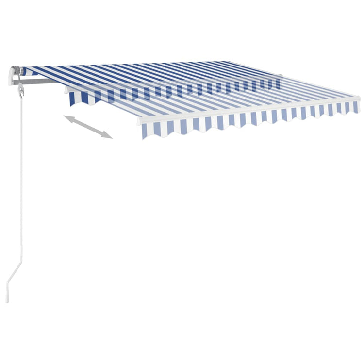 Vidaxl Luifel manuell ausziehbar mit LED 3x2,5 m blau und weiß