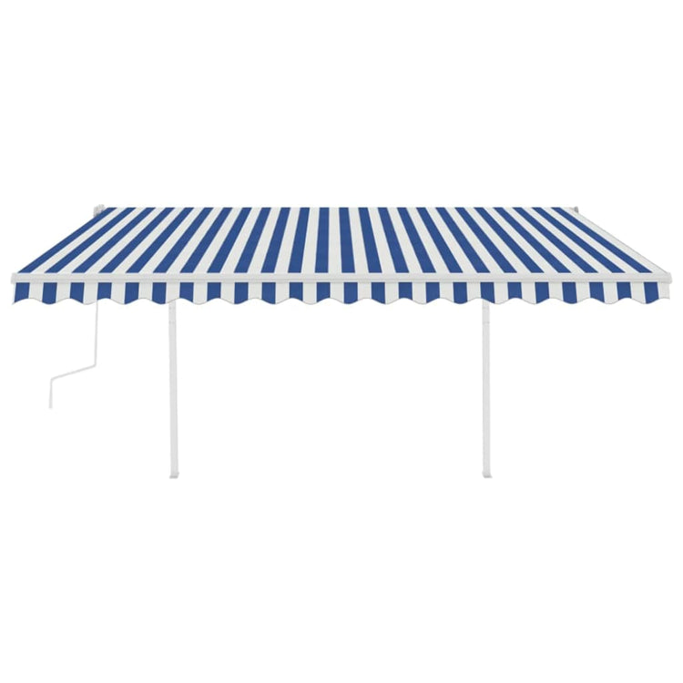 Vidaxl luifel manuell ausziehbar mit LED 4,5x3 m blau und weiß
