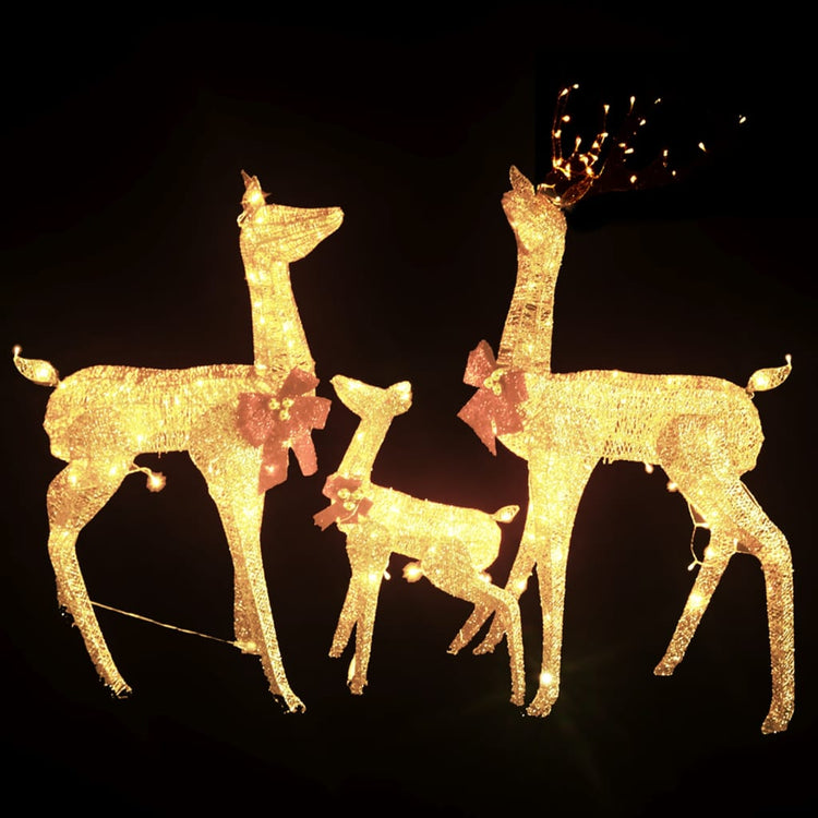 Vidaxl Weihnachtsdekorationen Rentierfamilie 201 Leds Goldfarbe