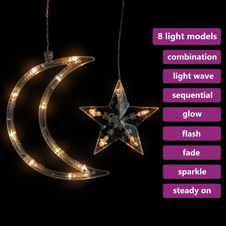 Vidaxl leichte Girlandstern und Mond Fernbedienung 345 LEDs warm weiß