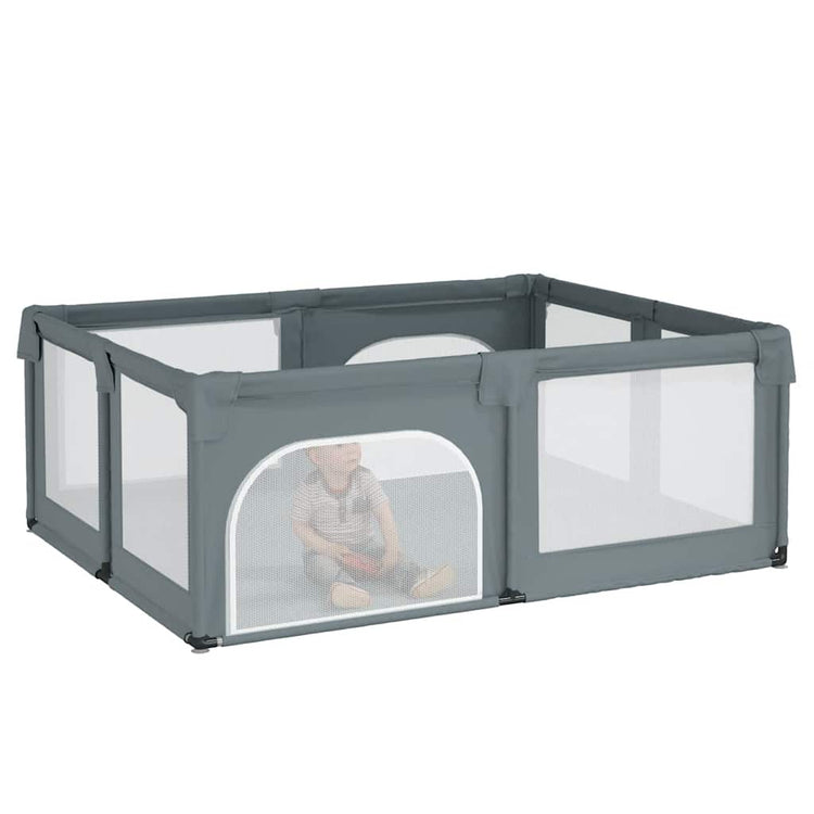 VidaXL Baby Laufgitter mit 2 Türen Oxford Stoff Hellgrau