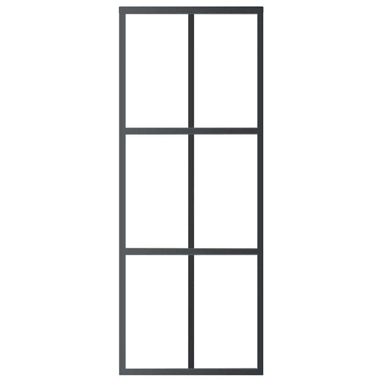 Vidaxl Schiebetür 76x205 cm ESG -Glas und Aluminiumschwarz