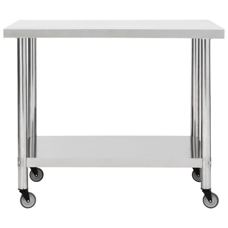 VIDAXL KISchenwork -Tisch mit Rädern 80x60x85 cm Edelstahl