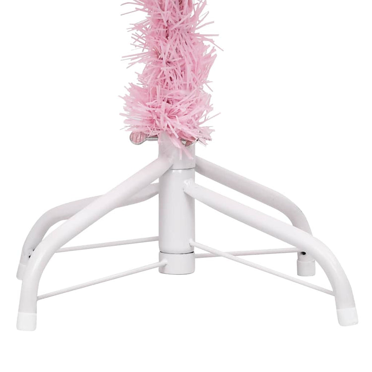 Vidaxl Kunstkerstboom mit Beleuchtung und Weihnachtskugeln 180 cm PVC Pink