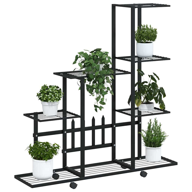 Vidaxl Blütenständer mit Rädern 94,5 x 25 x 92,5 cm Metallschwarz