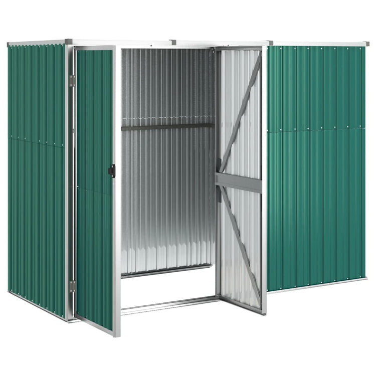 Vidaxl Garden Shed 225x89x161 cm verzinkter Stahlgrün