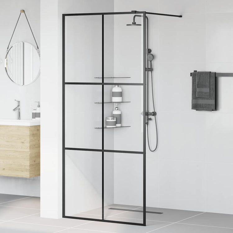 Vidaxl begehete Duschwand 90x195 cm ESG-Glas transparent und schwarz